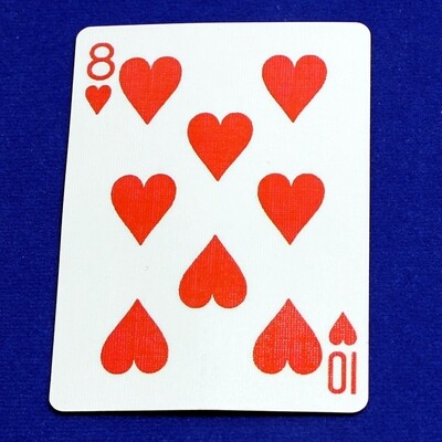 8 of Hearts / 10 of Hearts - Mis-Indexed - Custom Printed Bicycle Gaff Playing Card