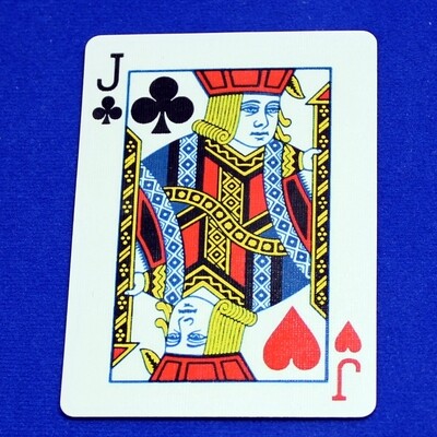 Jack of Clubs / Hearts - Mis-Indexed - Bicycle, Custom Printed Gaff Playing Card