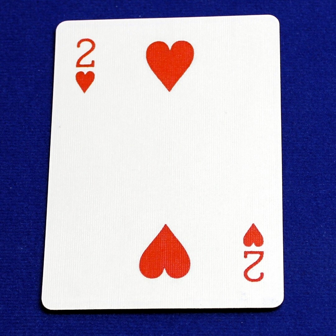 2 of Hearts - Moved Corner Pips - Custom Printed Bicycle Gaff Playing Card