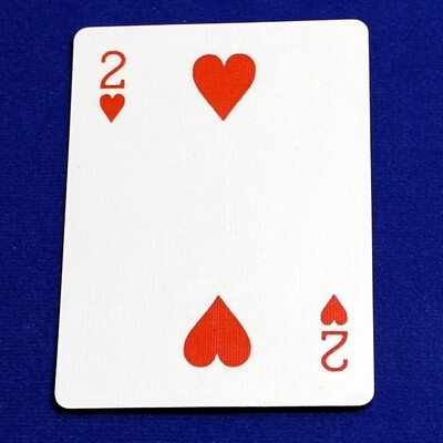2 of Hearts - Moved Corner Pips - Custom Printed Bicycle Gaff Playing Card