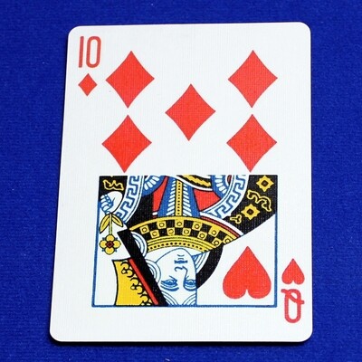 10 of Diamonds / Queen of Hearts - Half &amp; Half Horizontal - Bicycle, Custom Printed Gaff Playing Card