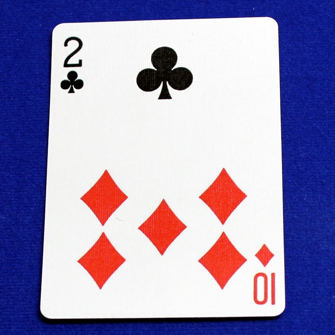 2 of Clubs / 10 of Diamonds - Half &amp; Half Horizontal - Bicycle, Custom Printed Gaff Playing Card