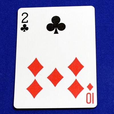 2 of Clubs / 10 of Diamonds - Half &amp; Half Horizontal - Bicycle, Custom Printed Gaff Playing Card
