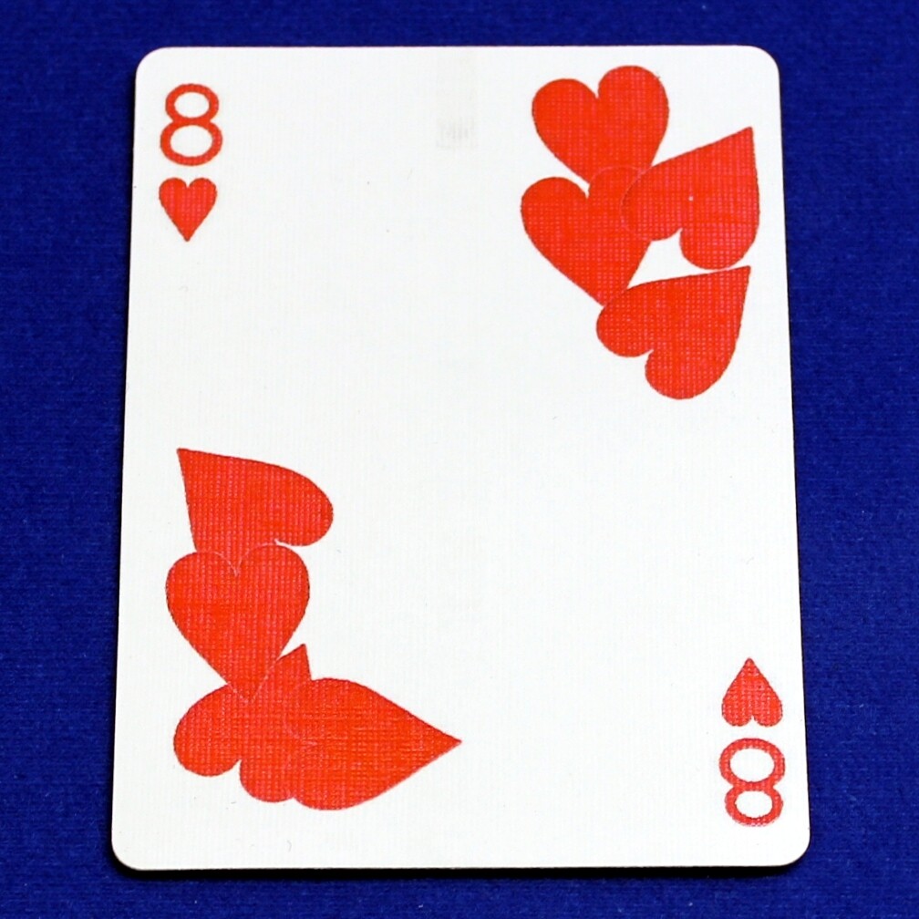 8 of Hearts - Moved Pip - Custom Printed Bicycle Gaff Playing Card