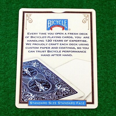 Box Back Blue - Bicycle, Custom Printed Gaff Playing Card