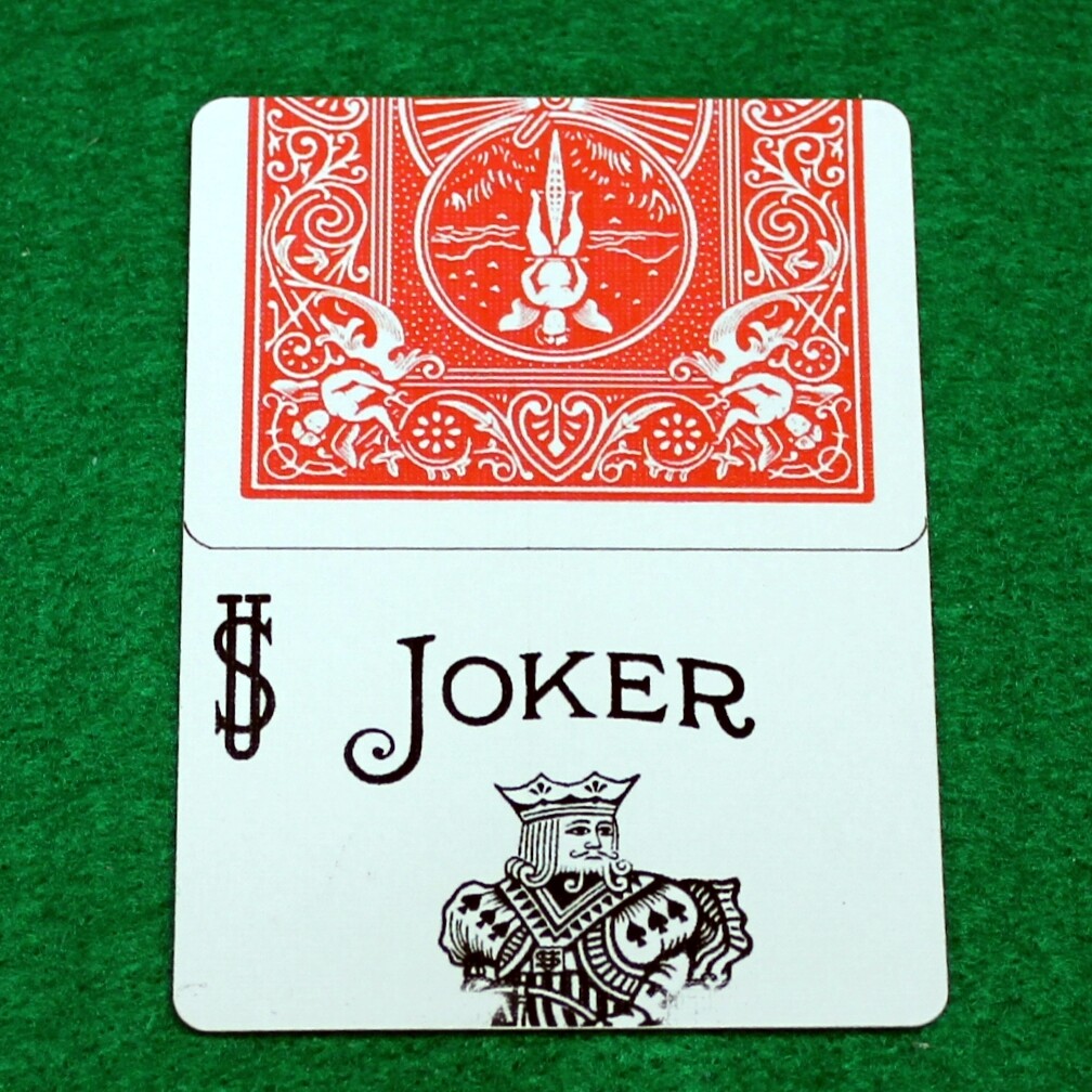 Black White Joker half Red Back- Horizontal - Bicycle Custom Printed Gaff Playing Card