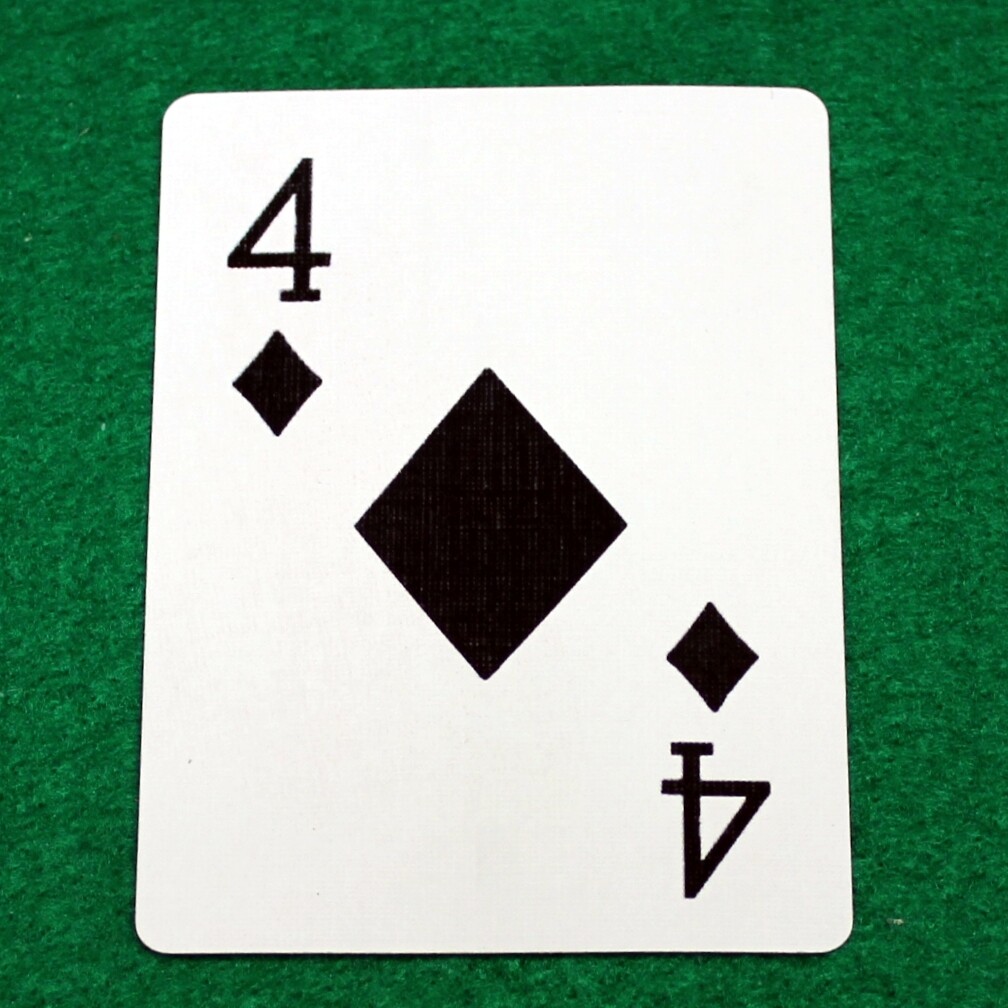 4 of Diamonds Large Print Black - Bicycle Custom Printed Gaff Playing Card