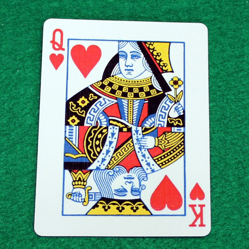 Queen of Hearts / King - Half Horizontal - Bicycle Custom Printed Gaff Playing Card
