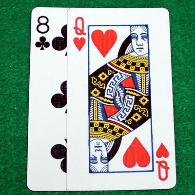Queen of Hearts Overlapping 8 Clubs - Custom Printed Bicycle Gaff Playing Card