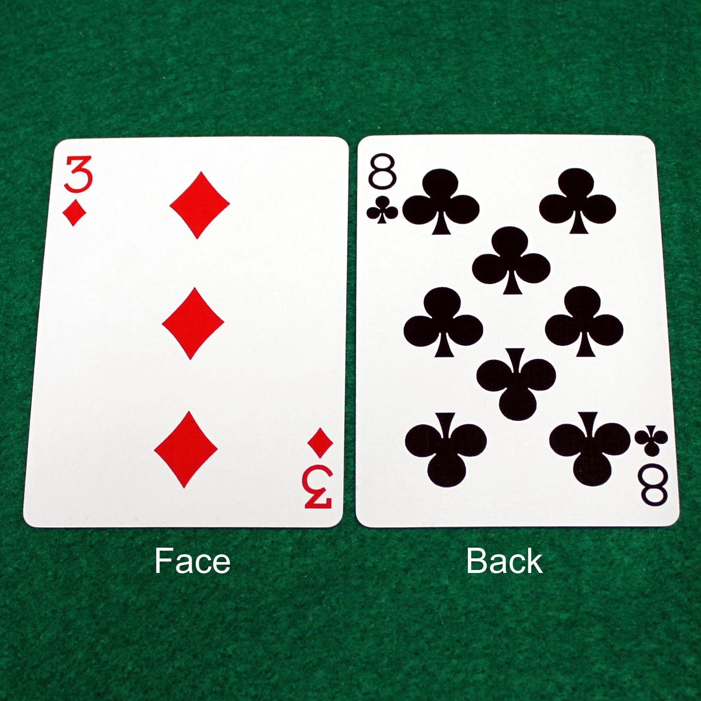 3 of Diamonds / 8 of Clubs - Double Face - OFFICIAL - Bicycle Gaff Playing Card