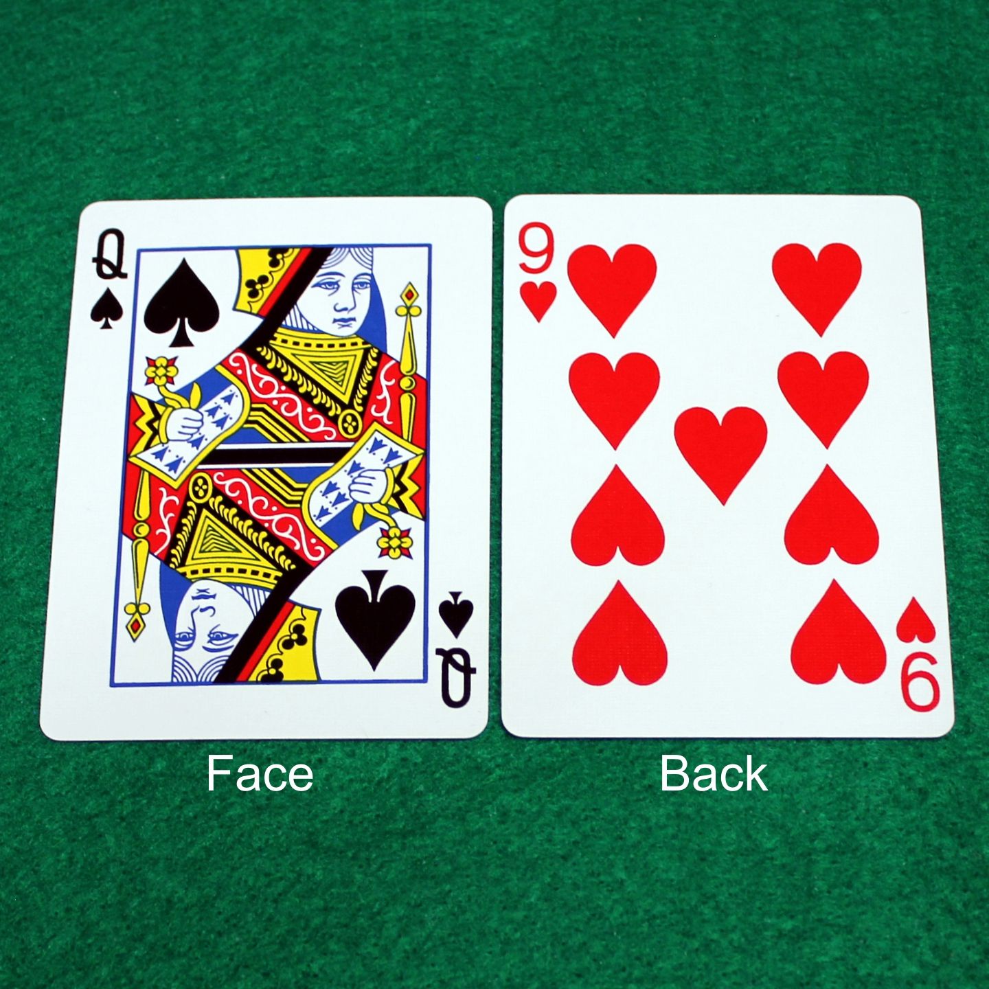 Queen of Spades / 9 of Hearts - Double Face - OFFICIAL - Bicycle Gaff Playing Card