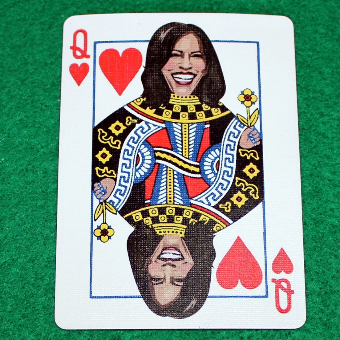 Queen of Hearts - Kamala Harris - Custom Printed Bicycle Gaff Playing Card
