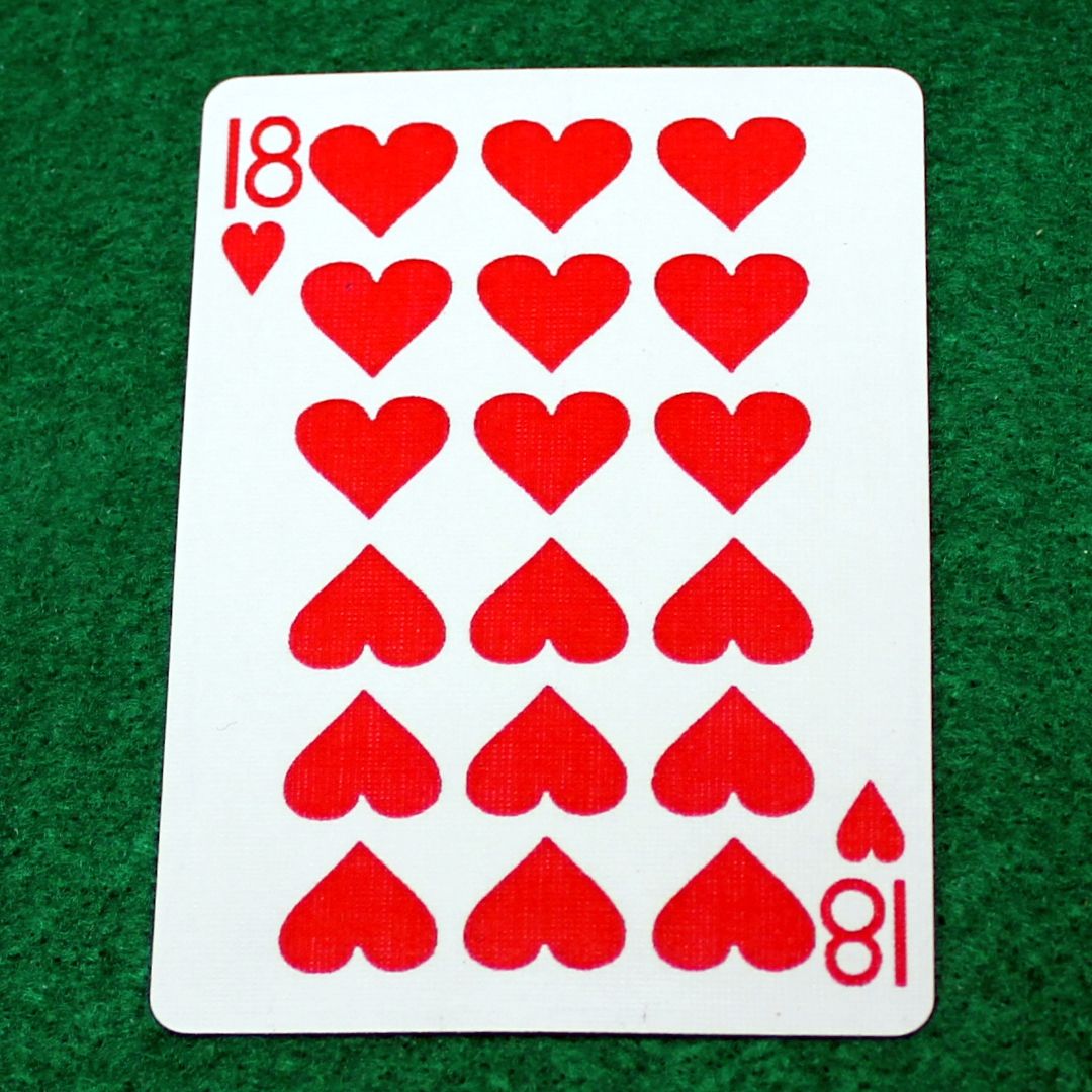 18 of Hearts - Bicycle, Custom Printed Gaff Playing Card