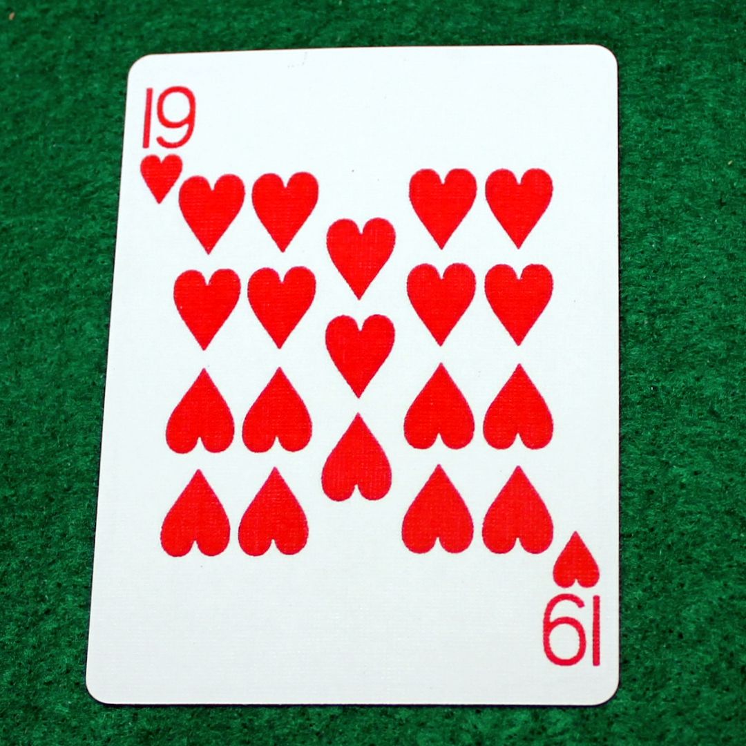 19 of Hearts - Bicycle, Custom Printed Gaff Playing Card