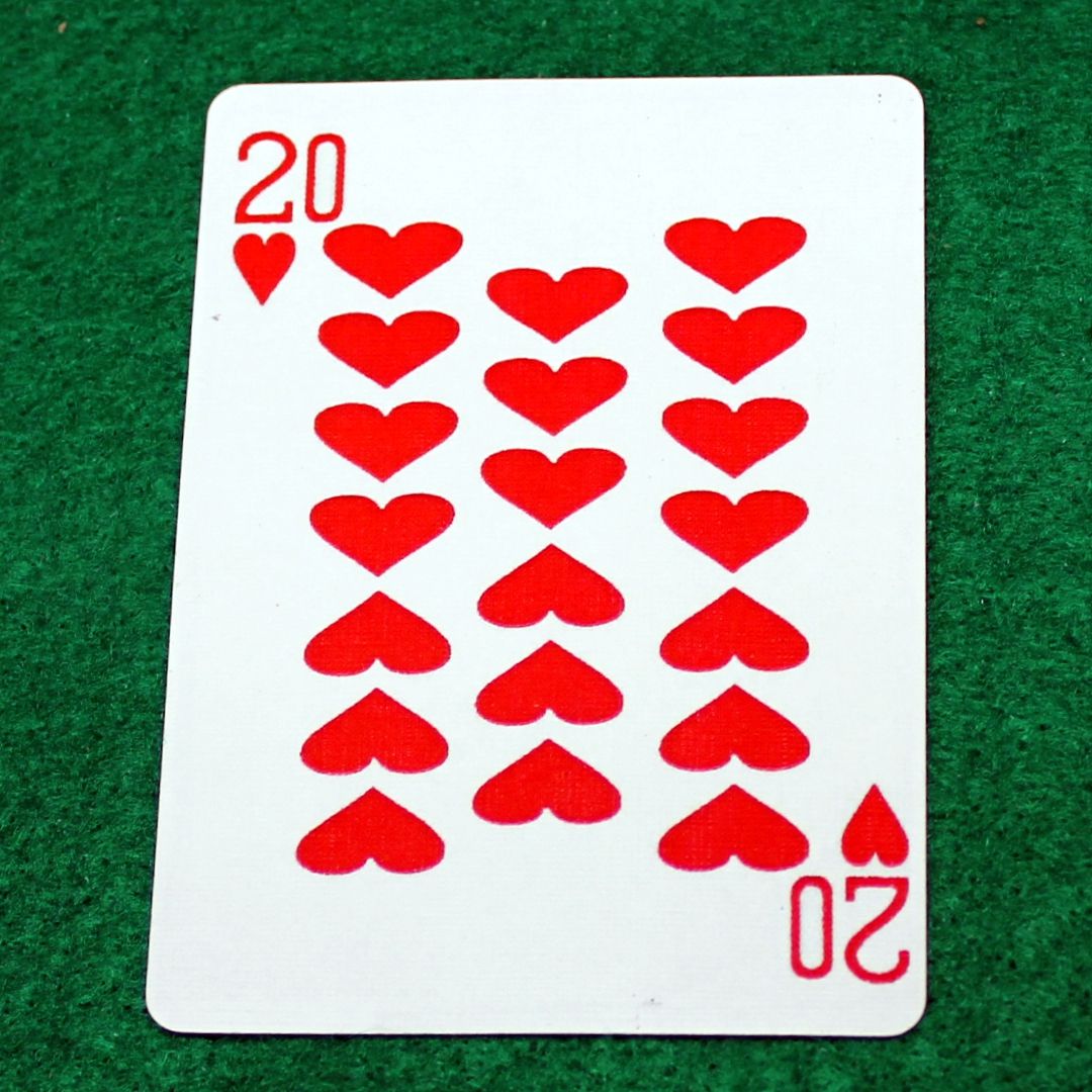 20 of Hearts - Bicycle, Custom Printed Gaff Playing Card