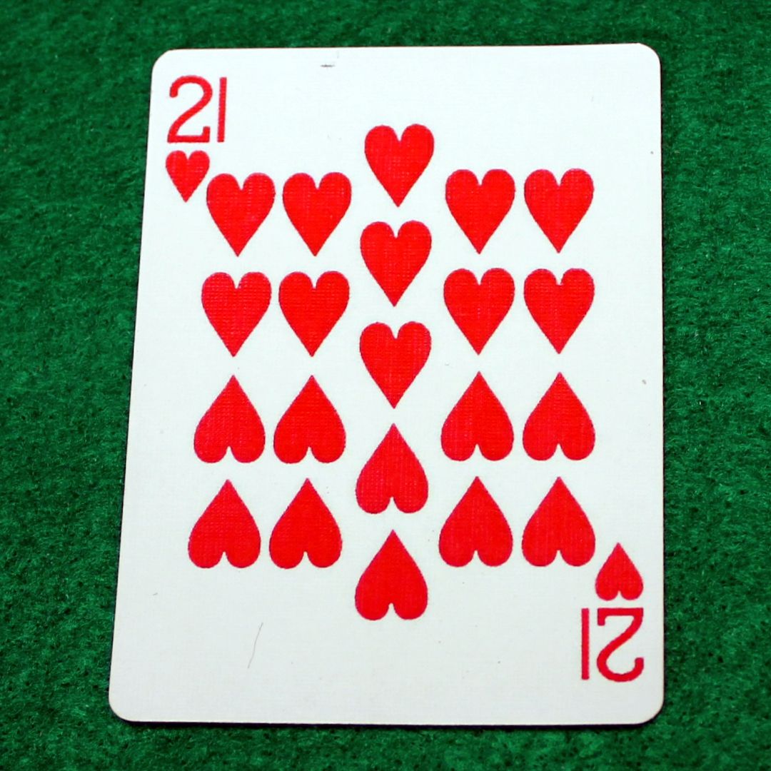21 of Hearts - Bicycle, Custom Printed Gaff Playing Card