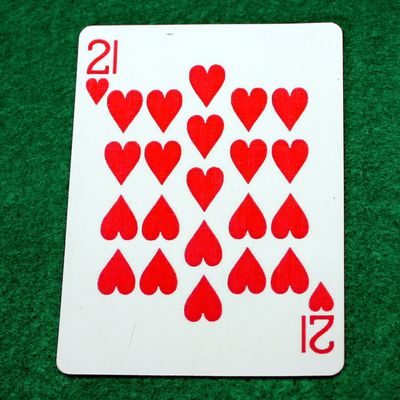 21 of Hearts - Bicycle, Custom Printed Gaff Playing Card