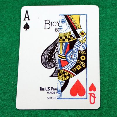 Ace of Spades / Queen of Hearts - Half n Half Vertical - Custom Printed Bicycle Gaff Playing Card