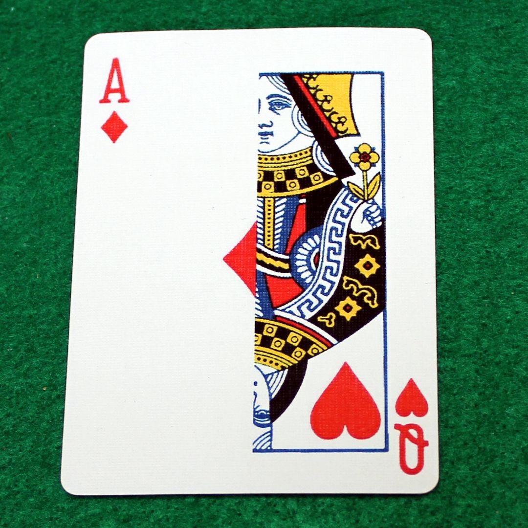 Ace of Diamonds / Queen of Hearts - Half n Half Vertical - Custom Printed Bicycle Gaff Playing Card