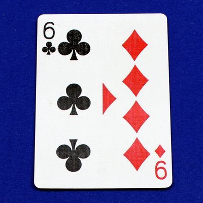 6 of Clubs | 9 of Diamonds - Half n Half Vertical - Bicycle, Custom Printed Gaff Playing Card