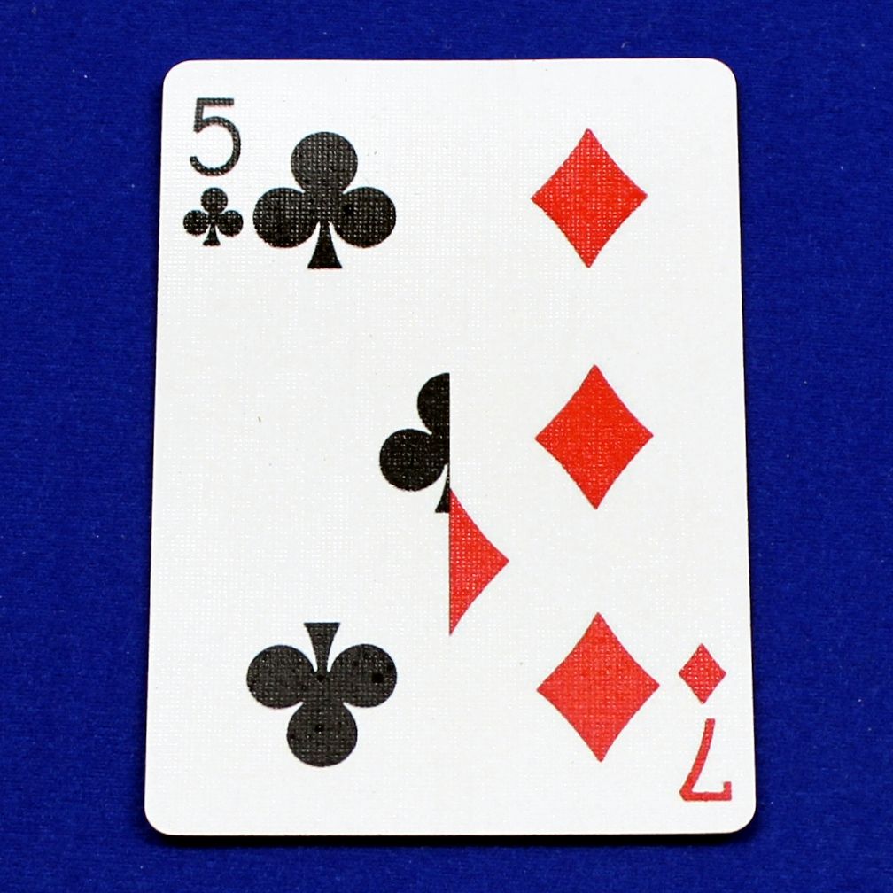 5 of Clubs | 7 of Diamonds - Half n Half Vertical - Bicycle, Custom Printed Gaff Playing Card