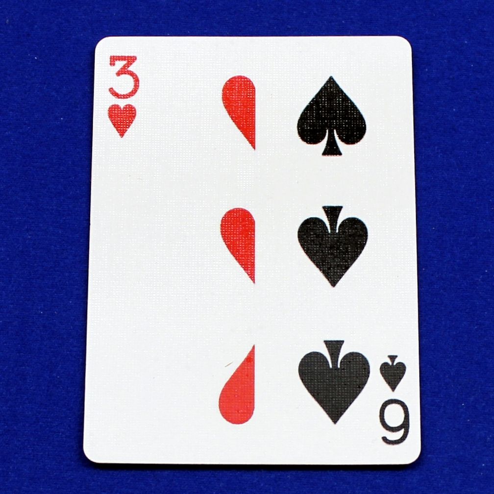 3 of Hearts | 6 of Spades - Half n Half Vertical - Bicycle, Custom Printed Gaff Playing Card