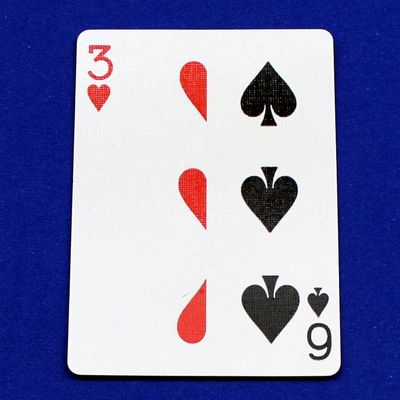 3 of Hearts | 6 of Spades - Half n Half Vertical - Bicycle, Custom Printed Gaff Playing Card
