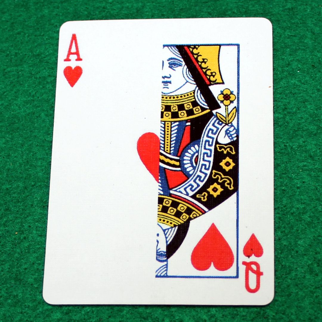 Ace of Hearts / Queen of Hearts - Half n Half Vertical - Custom Printed Bicycle Gaff Playing Card