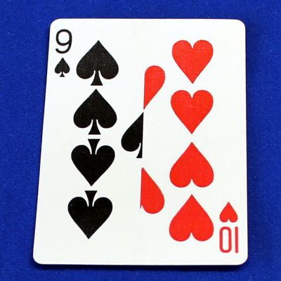 9 of Spades | 10 of Hearts - Half n Half Vertical - Bicycle, Custom Printed Gaff Playing Card