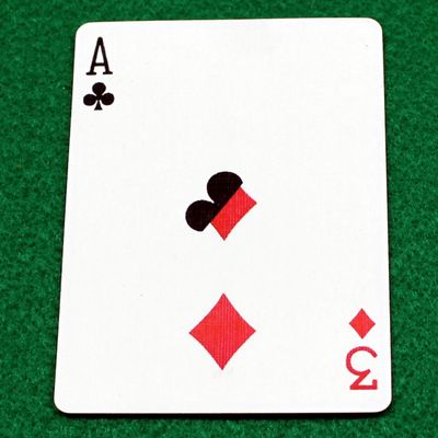 Ace of Clubs / 3 of Diamonds - Half n Half Diagonal - Bicycle, Custom Printed Gaff Playing Card