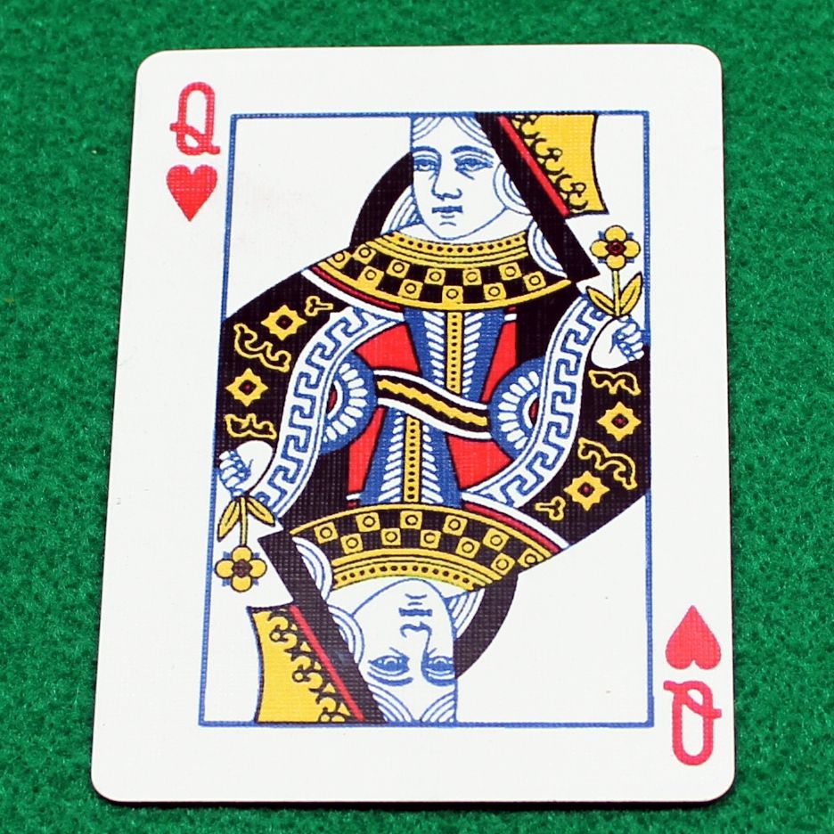 Queen of Hearts, Missing Pips - Bicycle, Custom Printed Gaff Playing Card