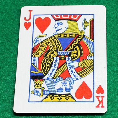 Jack of Hearts / King - Half &amp; Half Horizontal - Bicycle, Custom Printed Gaff Playing Card