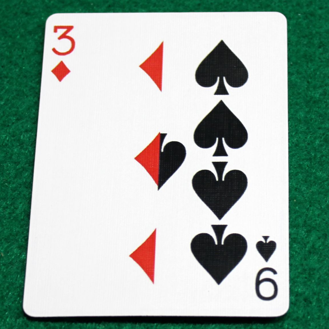 3 of Diamonds / 9 of Spades - Half n Half Vertical - Custom Printed Bicycle Gaff Playing Card