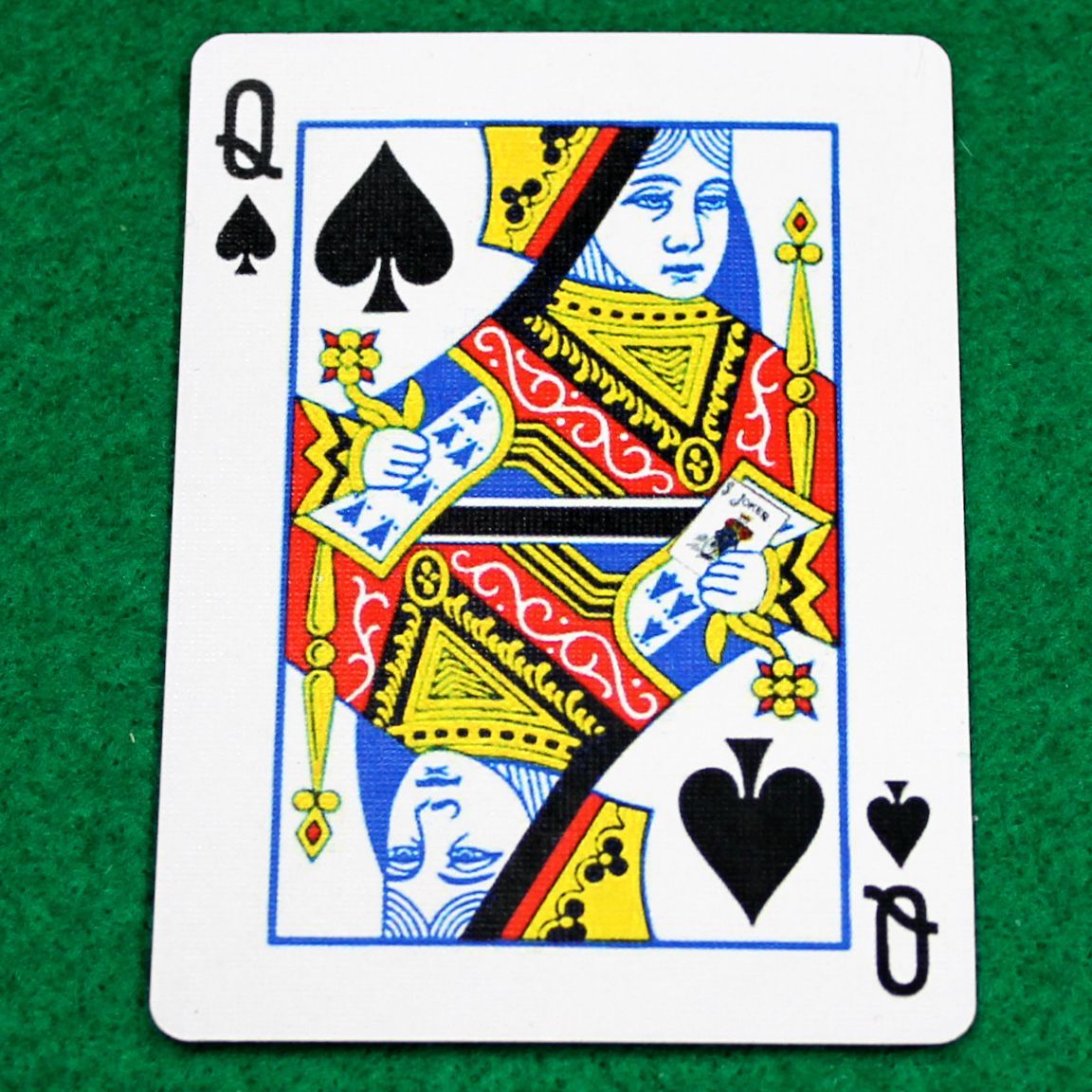Queen of Spades Reveals Color Joker - Custom Printed Bicycle Gaff Playing Card