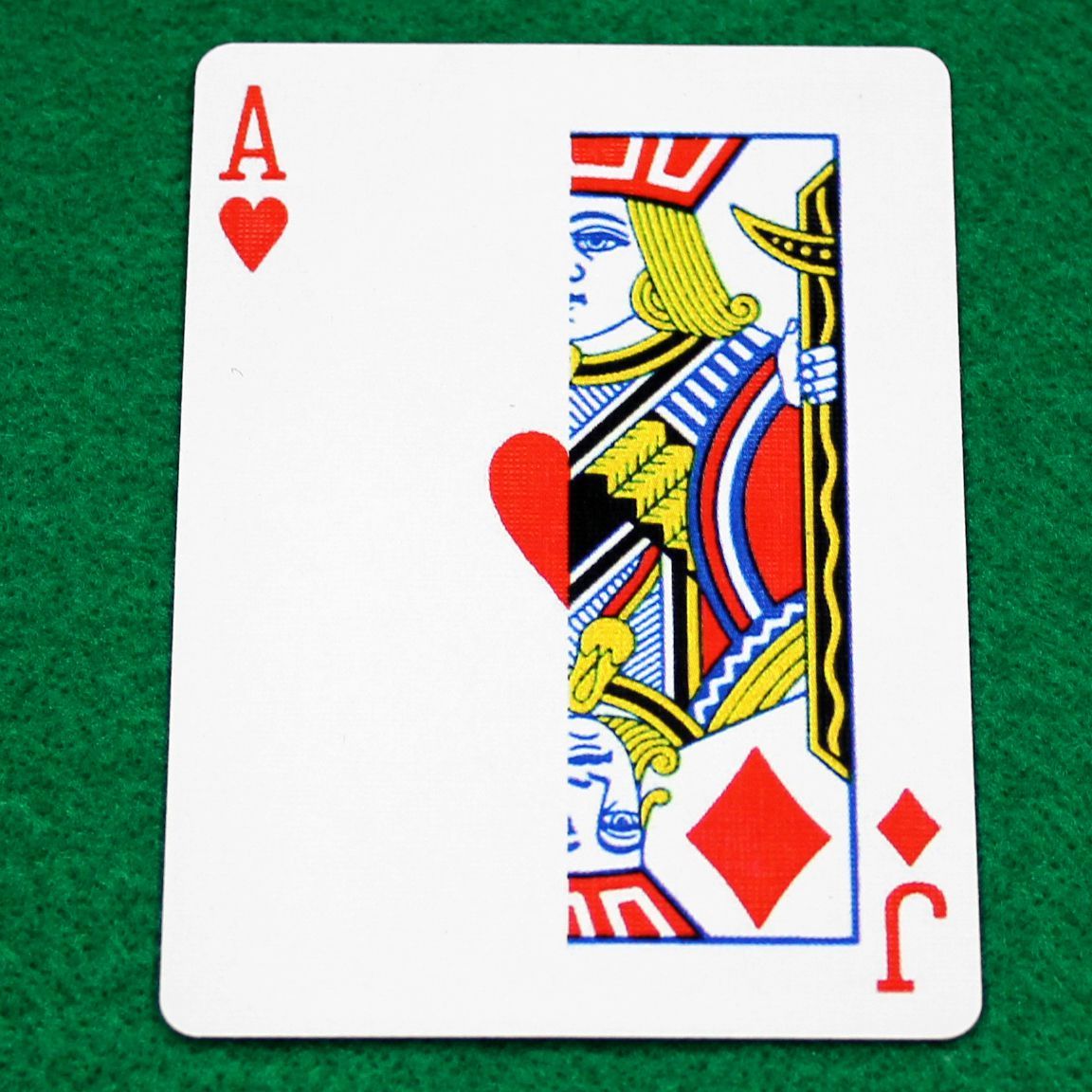Ace of Hearts / Jack of Diamonds - Half n Half Vertical - Custom Printed Bicycle Gaff Playing Card