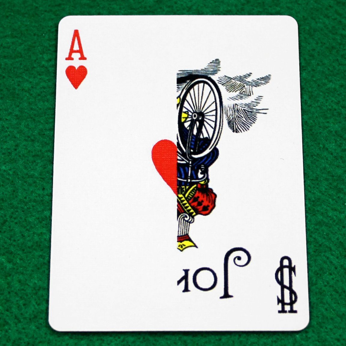 Ace of Hearts / Color Joker - Half n Half Vertical - Custom Printed Bicycle Gaff Playing Card