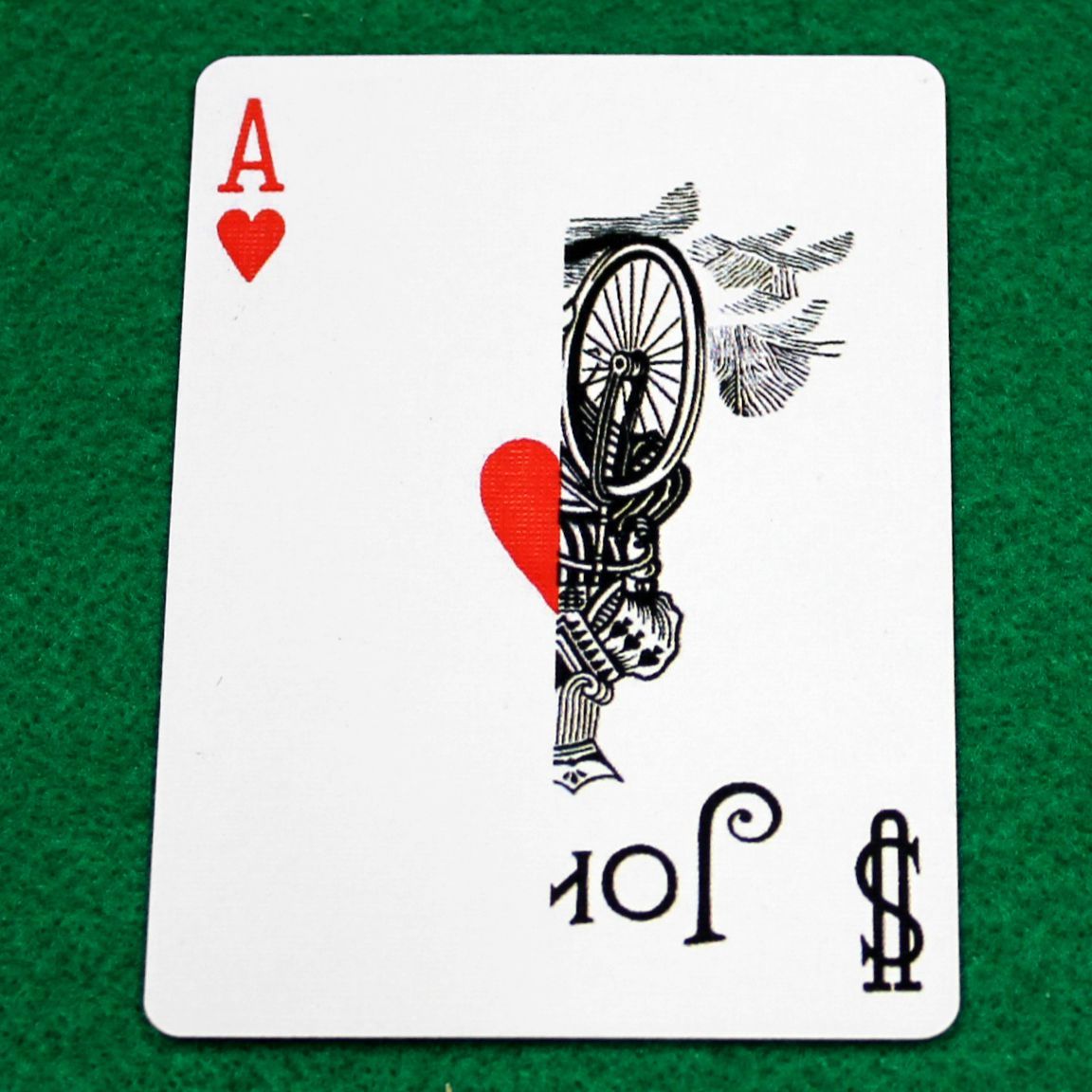 Ace of Hearts / Black White Joker - Half n Half Vertical - Custom Printed Bicycle Gaff Playing Card