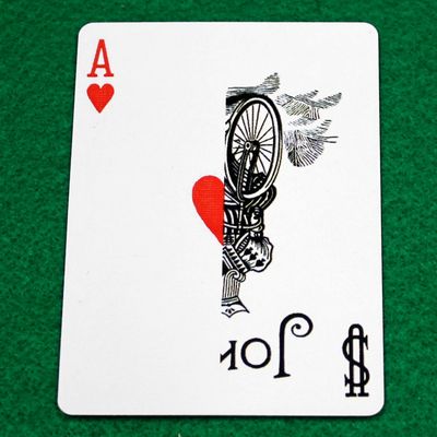 Ace of Hearts / Black White Joker - Half n Half Vertical - Custom Printed Bicycle Gaff Playing Card
