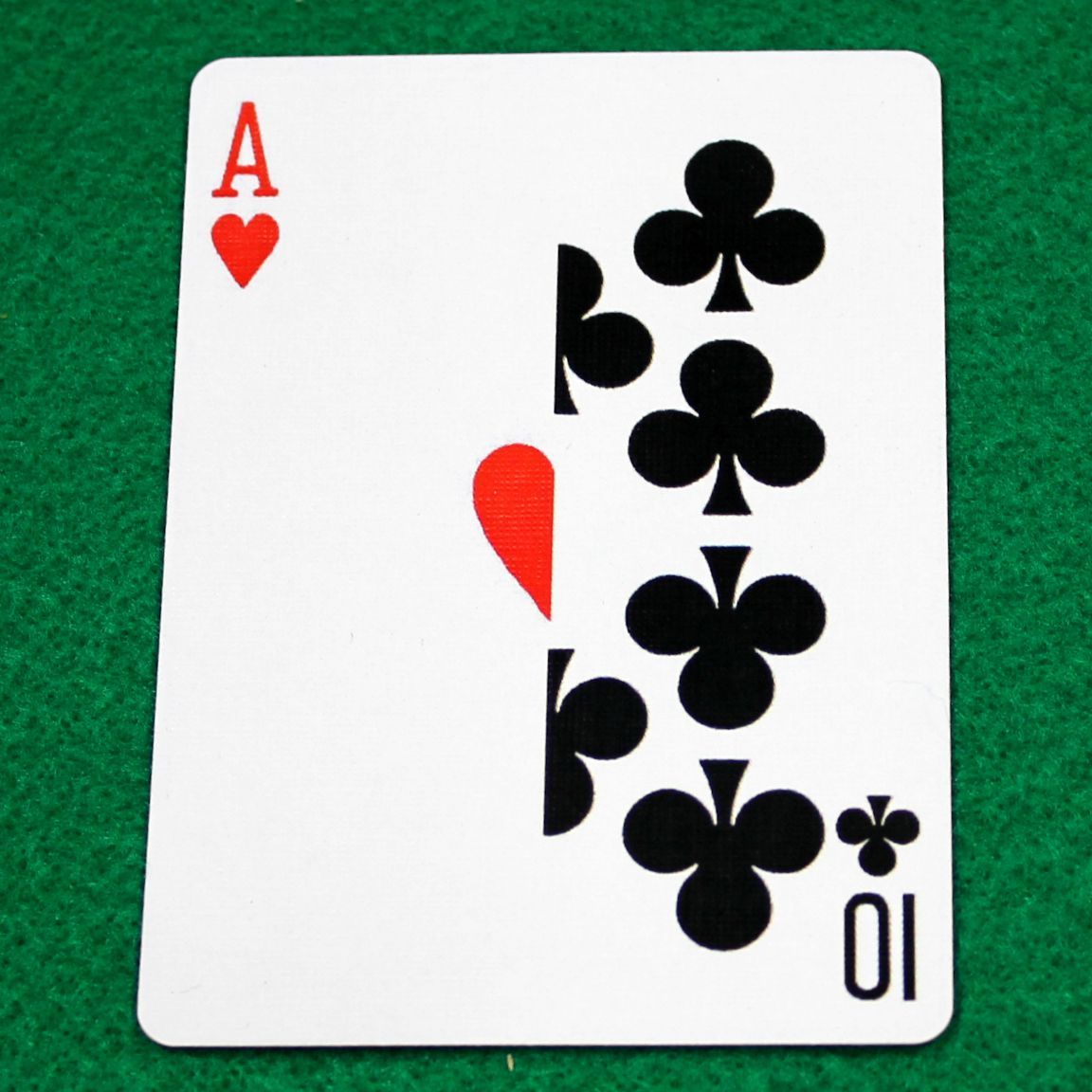 Ace of Hearts / 10 of Clubs - Half n Half Vertical - Custom Printed Bicycle Gaff Playing Card