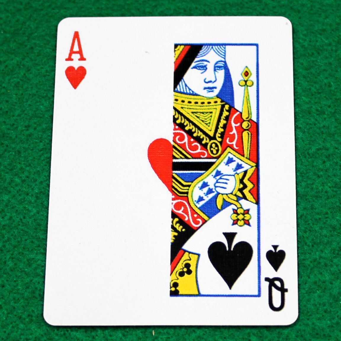 Ace of Hearts / Queen of Spades - Half n Half Vertical - Custom Printed Bicycle Gaff Playing Card