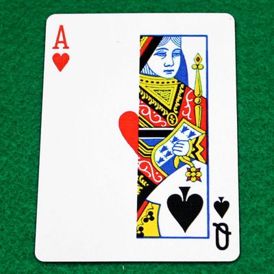 Ace of Hearts / Queen of Spades - Half n Half Vertical - Custom Printed Bicycle Gaff Playing Card