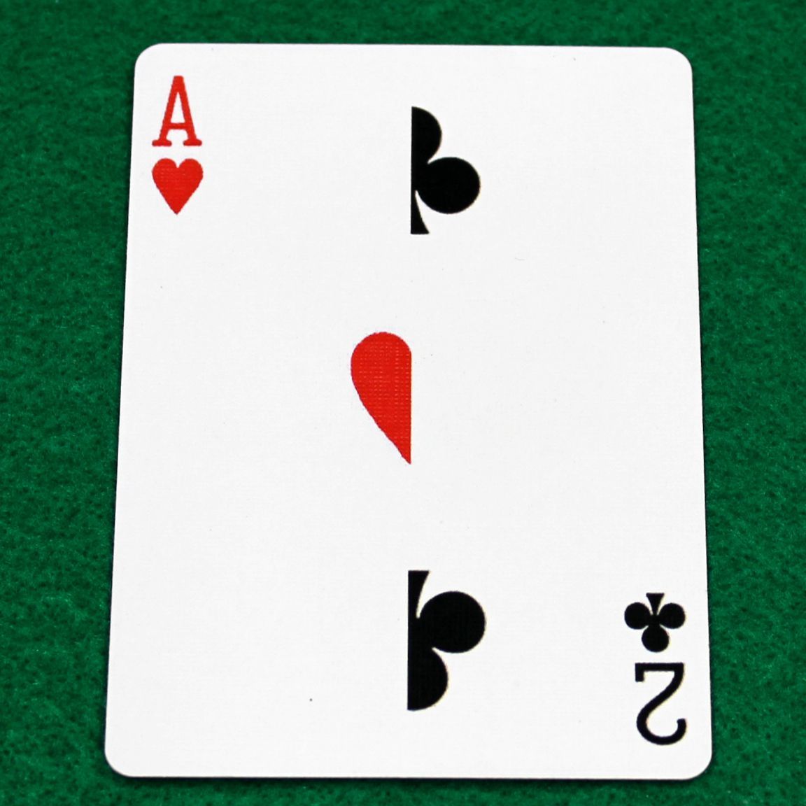 Ace of Hearts / 2 of Clubs - Half n Half Vertical - Custom Printed Bicycle Gaff Playing Card