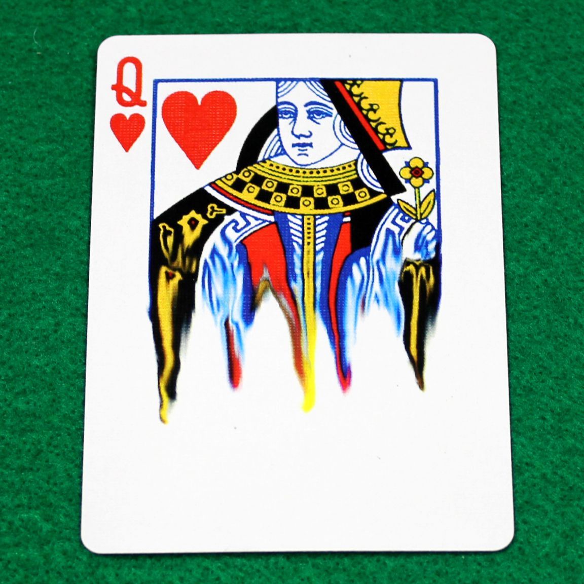 Queen of Hearts, Half Smeared - Bicycle, Custom Printed Gaff Playing Card