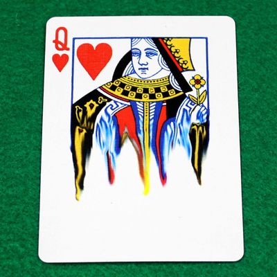 Queen of Hearts, Half Smeared - Bicycle, Custom Printed Gaff Playing Card