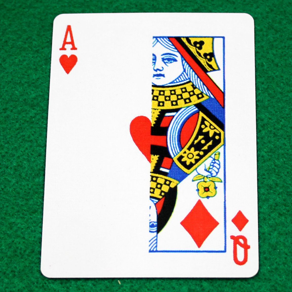 Ace of Hearts / Queen of Diamonds - Half n Half Vertical - Custom Printed Bicycle Gaff Playing Card