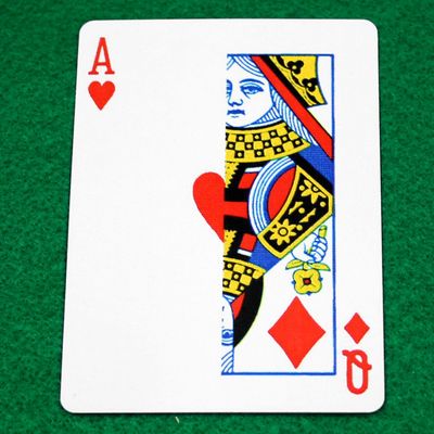 Ace of Hearts / Queen of Diamonds - Half n Half Vertical - Custom Printed Bicycle Gaff Playing Card