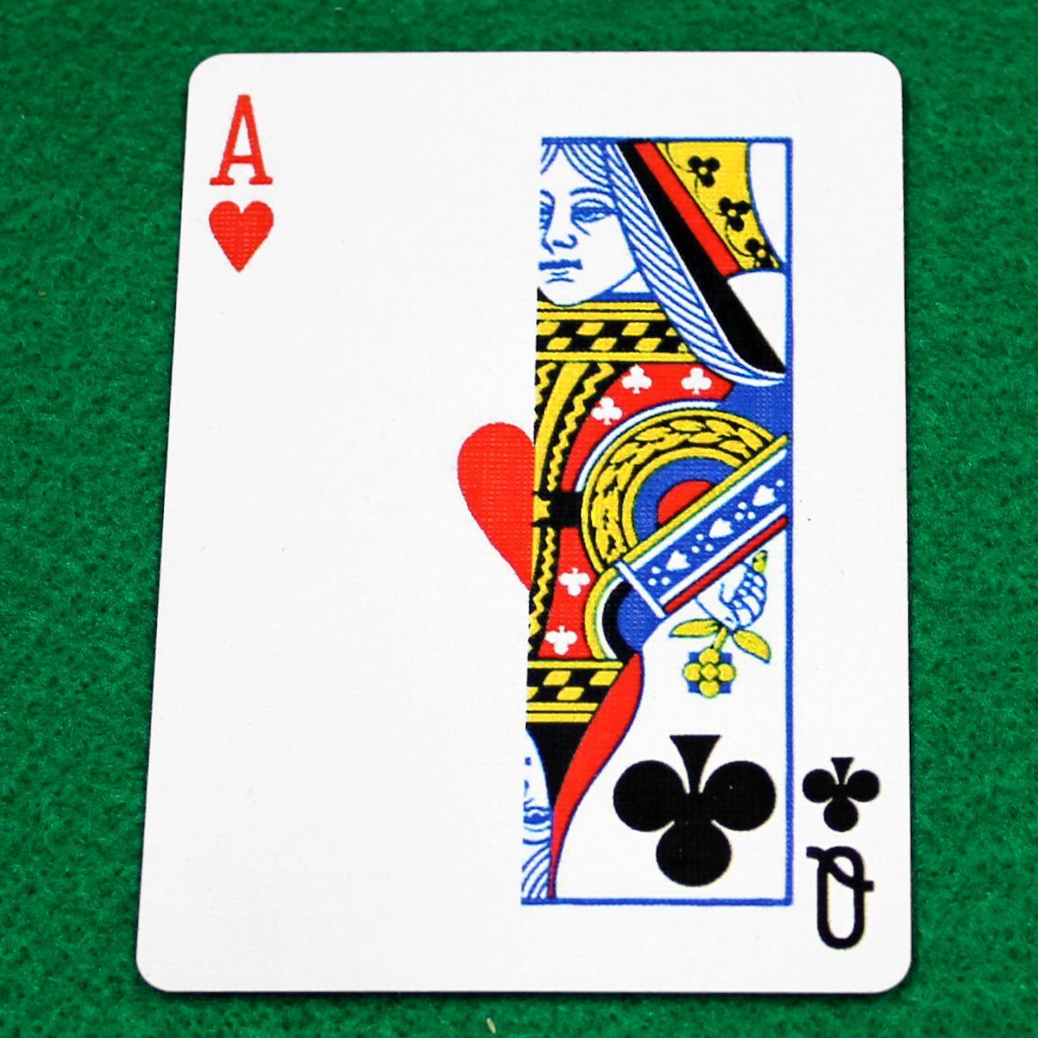 Ace of Hearts / Queen of Clubs - Half n Half Vertical - Custom Printed Bicycle Gaff Playing Card
