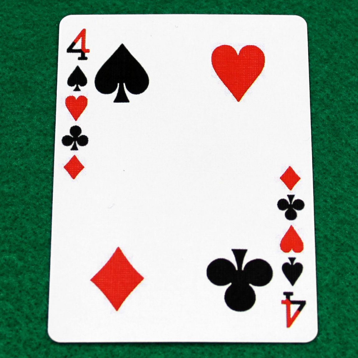 Four Corner Pip Card - 4 Spades, Hearts, Clubs, Diamonds - Bicycle, Custom Printed Gaff Playing Card