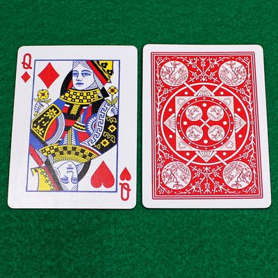 Queen of Diamonds / Hearts - Half &amp; Half Diagonal - OFFICIAL - Tally-Ho Red Fan Back, Gaff Playing Card