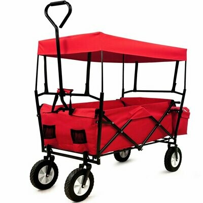 Bollerwagen faltbar mit abnehmbarem Dach | rot Bollerwagen faltbar mit abnehmbarem Dach | rot